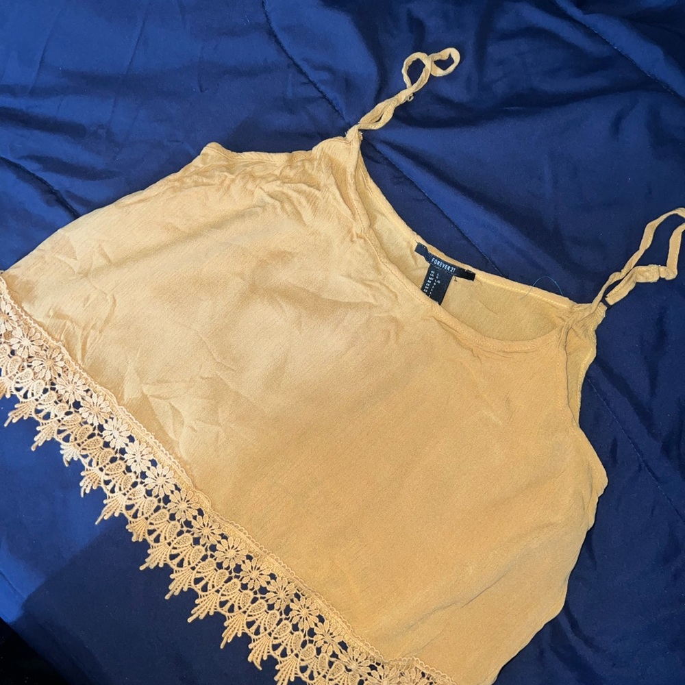 Cream Embellished Crop Camisole